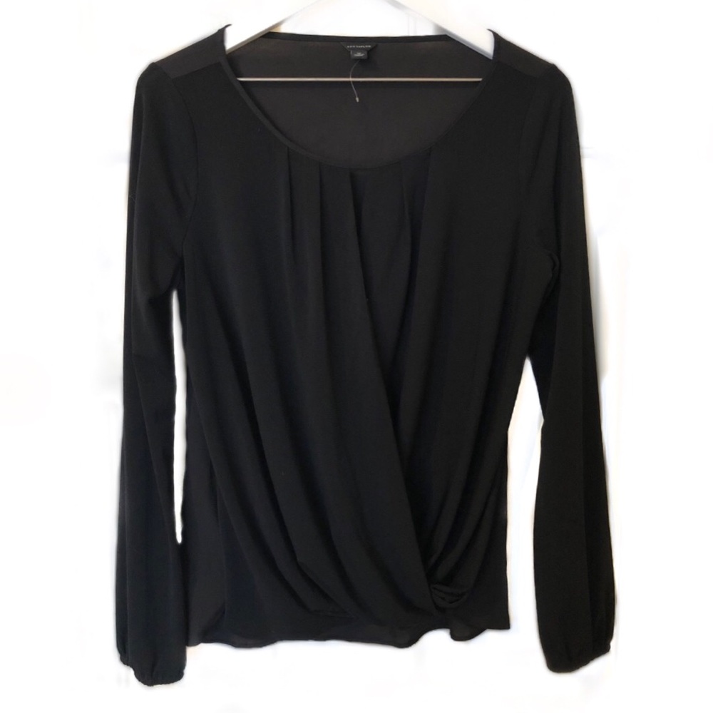 NWOT Ann Taylor Long-Sleeved Blouse in Black